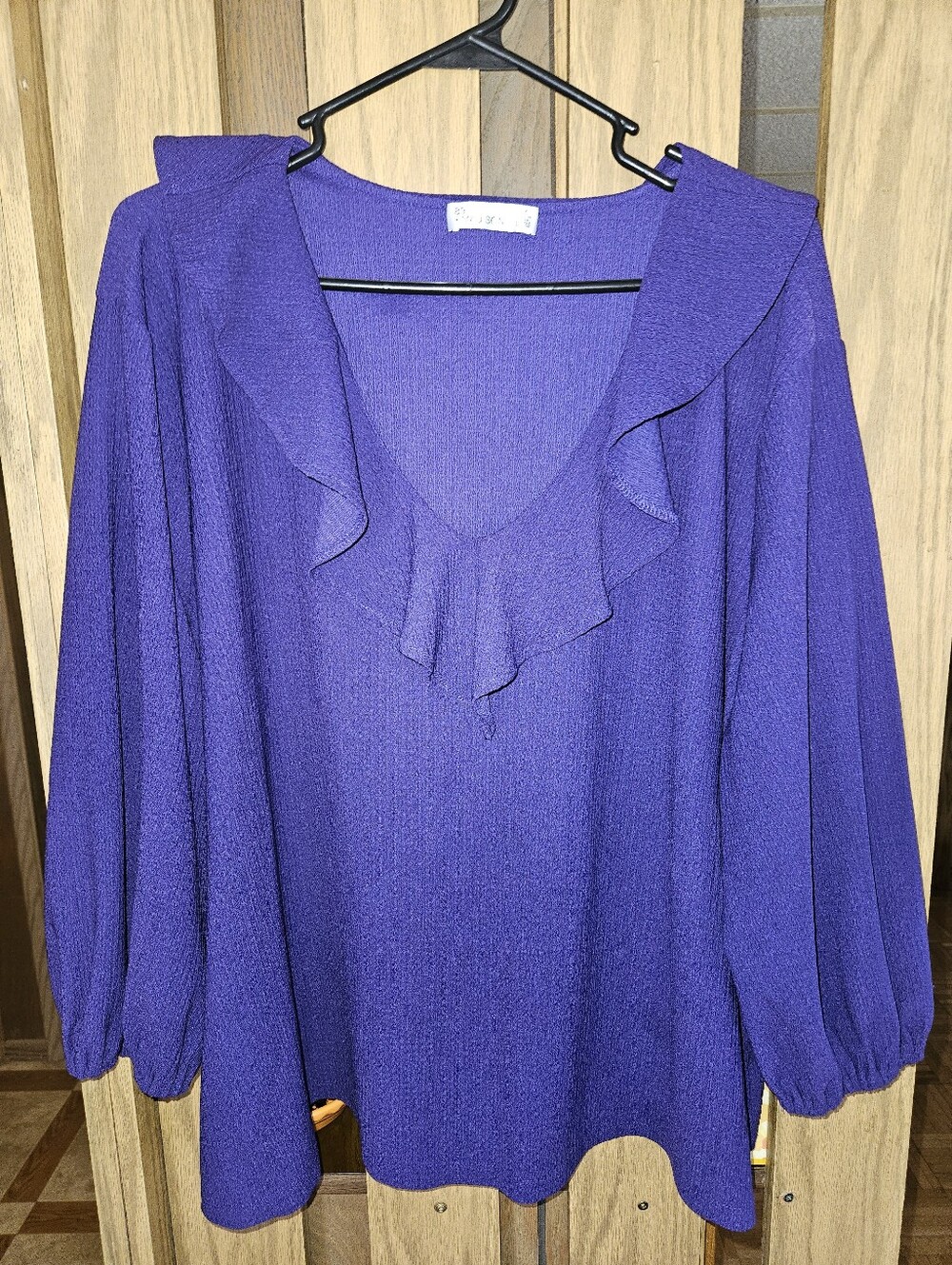 89th & Madison Sz 3x Purple Vneck Ruffled Top